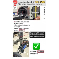 Monorim X3 Max Air esivedrustus kahe rattaga Ninebot Max G30 & sarnaste tõukerataste jaoks – Varuosa & amordid Monorim - 8  