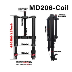 Monorim MD206 Coil Spring framfjadring 490mm x 206mm  - 2 
Kompatibilitet: Monorim MD206 Coil Spring framfjadring 490mm x 206mm,