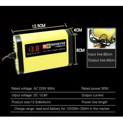 Caricabatteria 12V 2A per batterie al piombo acido 7Ah 12Ah 14Ah 20Ah  - 5 Caratteristiche principali

Display LCD digitale con 