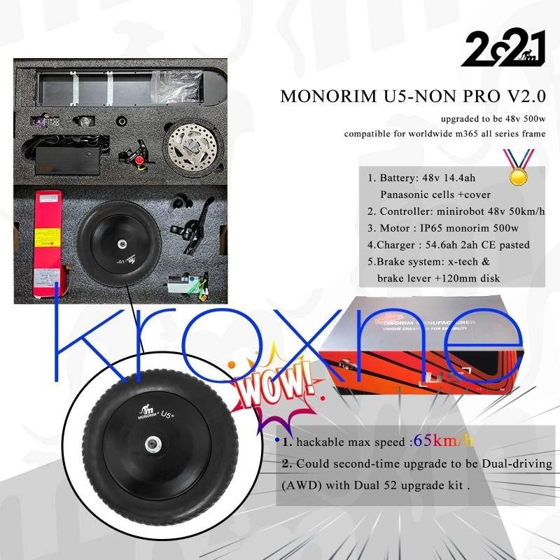Monorim Pack U5 2.0 gia tis seirés Xiaomi kai Ninebot Max - 48v 14,4ah bataría 500w kinitíra Monorim - 30 Πακέτο U5 2.0 για τη σ