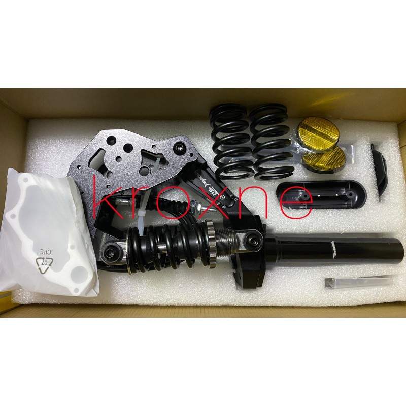 Sharkset priekinė pakaba su dviem amortizatoriais Ninebot Max G30, G30D, G30P, G30LP ar bet kuriam kitam panašiam modeliui Shark