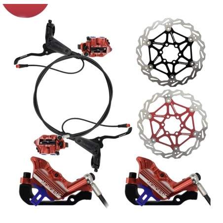 Komplet Monorim EB01 4-stempel hydraulisk bremsesæt - håndtag, kaliber, kabel og bremseskive Monorim - 1 Komplet Monorim EB01 4-