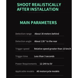 Sistem impermeabil de detectare a punctului mort (unghi de 130º) pentru scuter, bicicletă sau motocicletă KROXNE - 8  